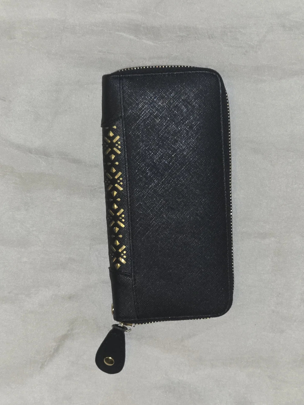 (2 For $30) Marc New York Black and Gold Zip-Around Laser-Cut Wallet